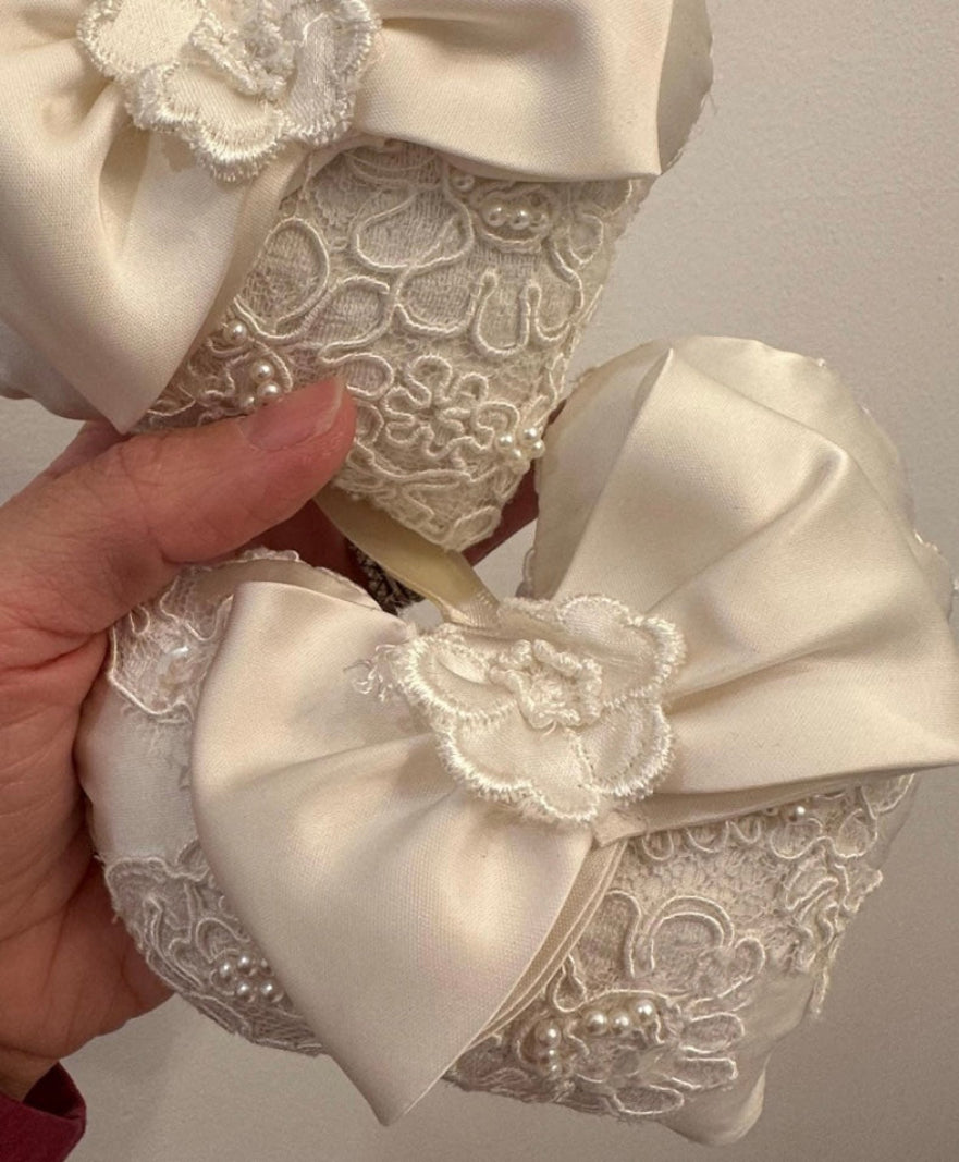 Keepsake Ornaments Made From Wedding Gown