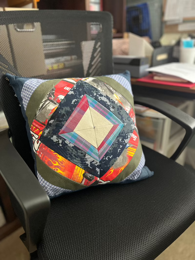 Keepsake Patchwork Pillow Made From Love One's Clothes