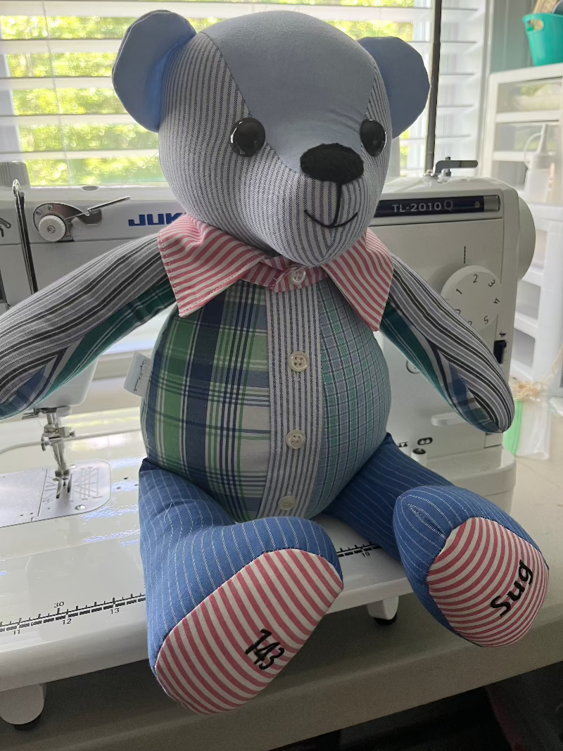 Patchwork Memory Bear Made From Loved One's Clothes