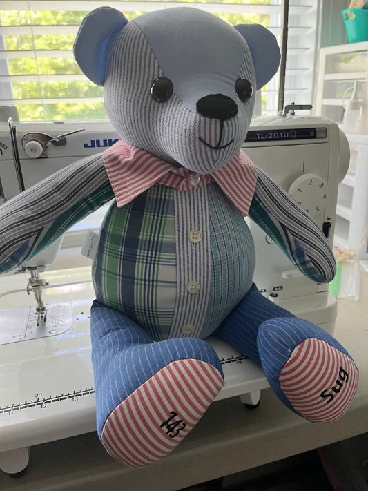 Patchwork Memory Bear Made From Loved One's Clothes